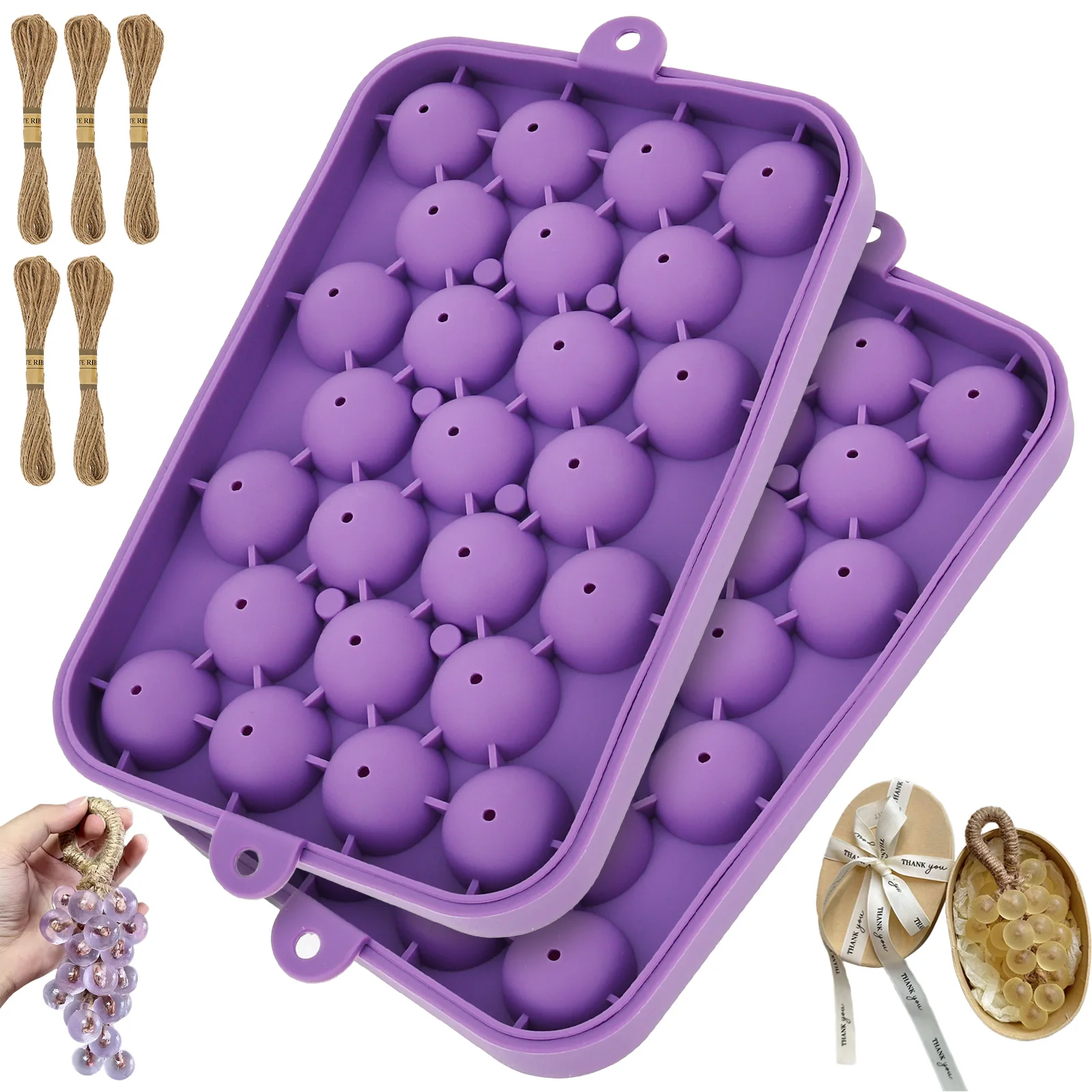 Soap Making Diy Kit - 2 Pcs Grape Ball Handmade Soap