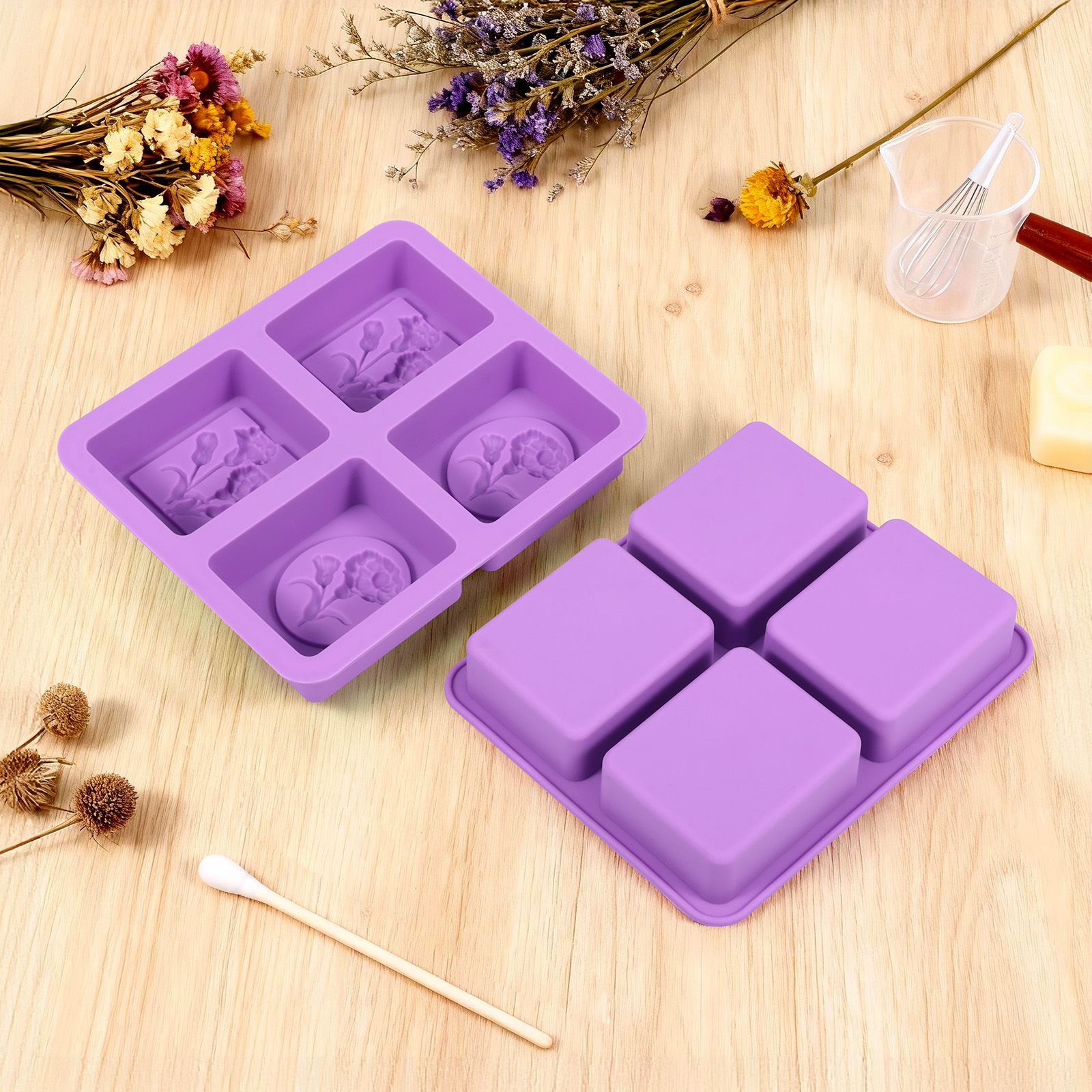 2Pcs Square Flower Handmade So - مراجعة Soap Making Oils وسعره